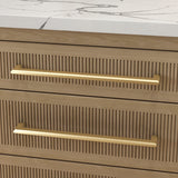 Baldwin Bevel Appliance Pull 18" CTC (4415) in Lifetime (PVD) Satin Brass shown on drawers