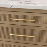 Baldwin Bevel Cabinet Pull 12" CTC (4414) in Lifetime (PVD) Satin Brass shown on drawers