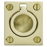 Baldwin Flush Ring Pull 1-1/4" x 1-1/2" (0392) in Lifetime (PVD) Satin Brass