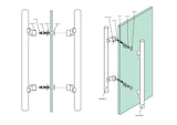 Pro-Line Series: PostMount Offset Pull Handle Back-to-Back 316 Exterior Grade Stainless Steel Alloy